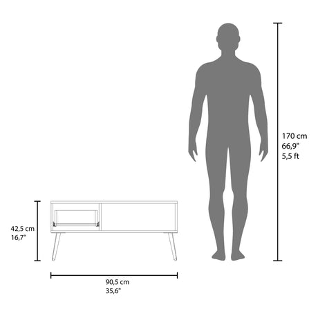Mesa de Centro Wenden Blanco 90.5x42.5cm Rectangular con Compartimiento - MESAS DE CENTRO | Bylmo