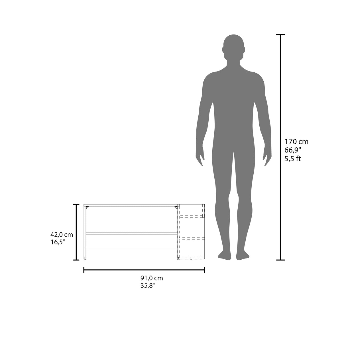 Mesa de Centro Arion Fresno Europeo 91x42cm Rectangular con Compartimiento - MESAS DE CENTRO | Bylmo