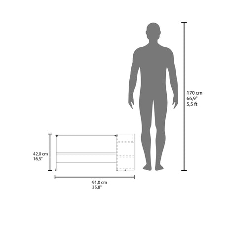 Mesa de Centro Arion Fresno Europeo 91x42cm Rectangular con Compartimiento - MESAS DE CENTRO | Bylmo