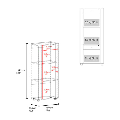 Estantería Tonalea Fresno 56x134.5cm Rectangular con Tres Compartimientos y Dos Entrepaños - BIBLIOTECAS Y ESTANTERIAS | Bylmo
