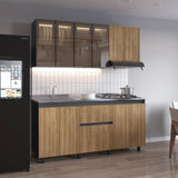 Cocina Lioni Plomo y Fresno Europeo 180x70cm sin Mesón y sin Estufa - COCINAS | Bylmo