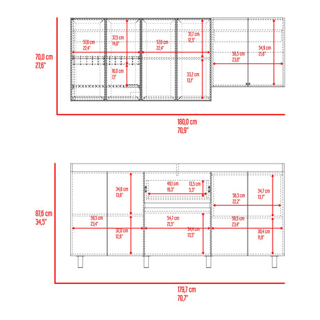 Cocina Lioni Plomo y Fresno Europeo 180x70cm sin Mesón y sin Estufa - COCINAS | Bylmo