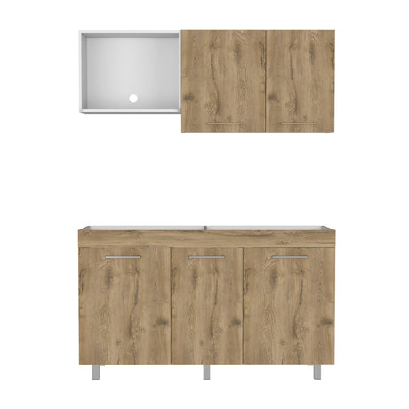 Cocina Miró Blanco Marquez y Macadamia 150x72cm sin Mesón y sin Estufa - COCINAS | Bylmo