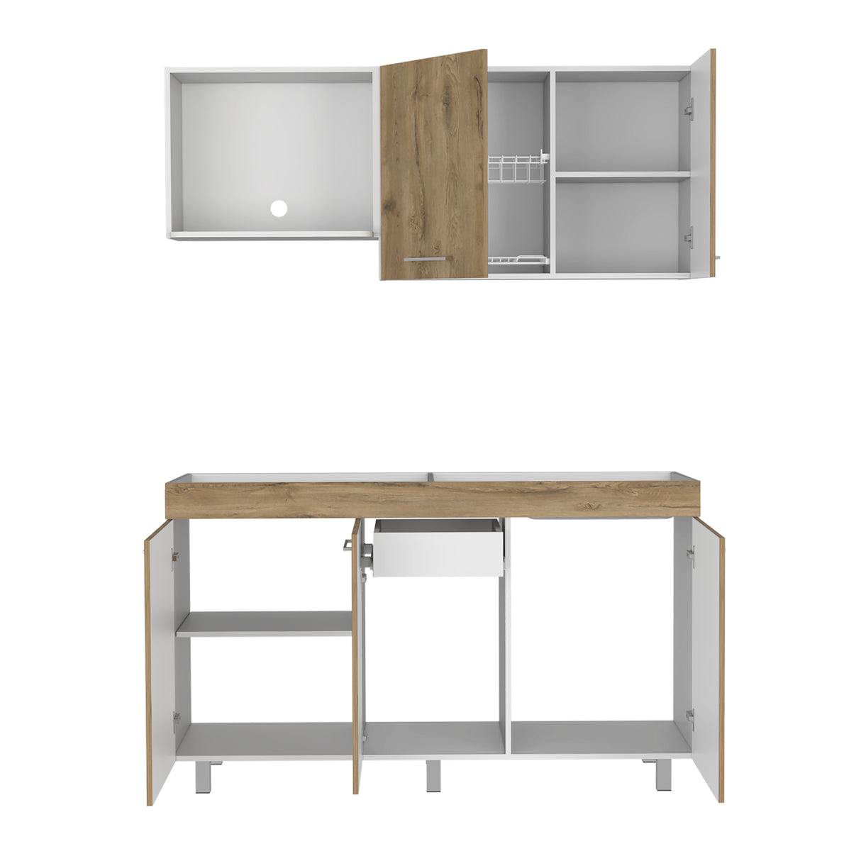 Cocina Miró Blanco Marquez y Macadamia 150x72cm sin Mesón y sin Estufa - COCINAS | Bylmo