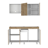 Cocina Miró Blanco Marquez y Macadamia 150x72cm sin Mesón y sin Estufa - COCINAS | Bylmo