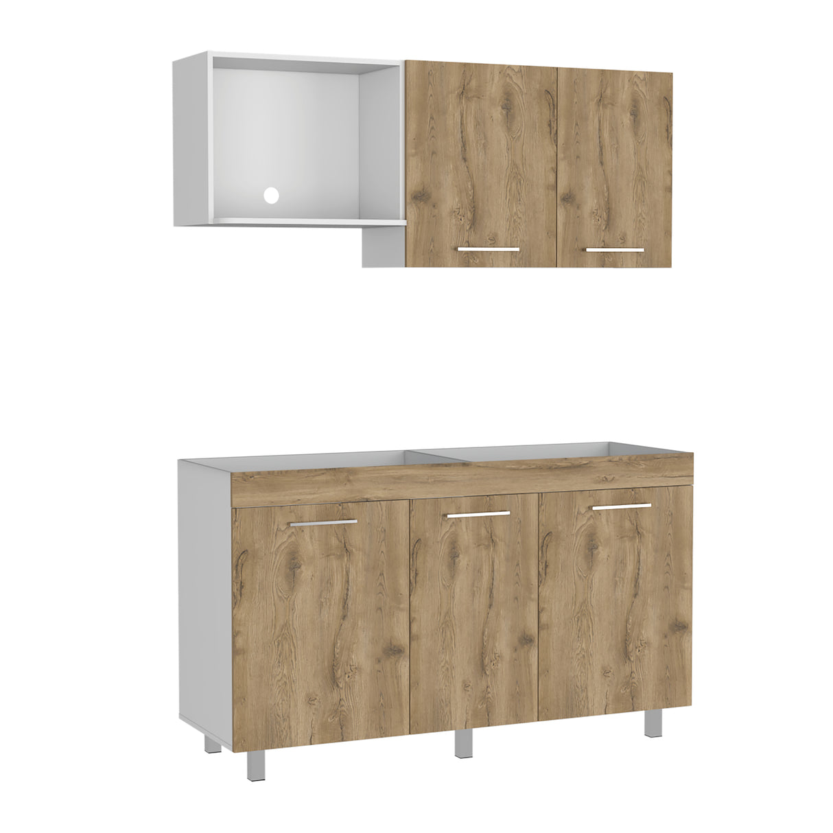 Cocina Miró Blanco Marquez y Macadamia 150x72cm sin Mesón y sin Estufa - COCINAS | Bylmo