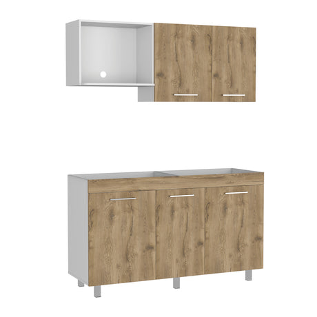 Cocina Miró Blanco Marquez y Macadamia 150x72cm sin Mesón y sin Estufa - COCINAS | Bylmo