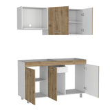 Cocina Miró Blanco Marquez y Macadamia 150x72cm sin Mesón y sin Estufa - COCINAS | Bylmo