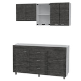 Cocina Lumina Blanco Roble y Gris 150x60cm con Mesón de Acero Inoxidable Lado Derecha y con Estufa - COCINAS | Bylmo