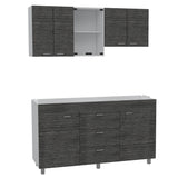 Cocina Lumina Blanco Roble y Gris 150x60cm con Mesón de Acero Inoxidable Lado Izquierda y con Estufa - COCINAS | Bylmo