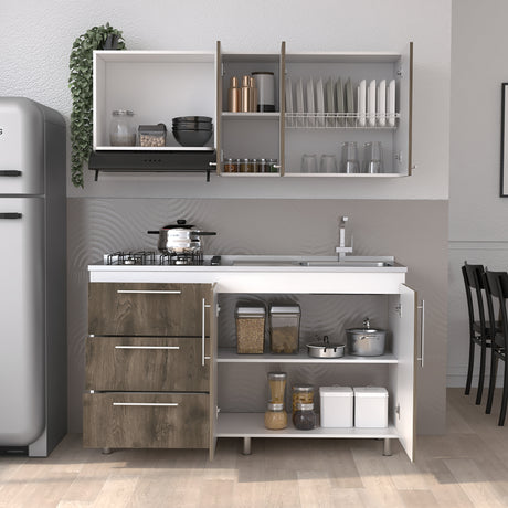Cocina Rubí Blanco Marquez y Bellota 150x60cm sin Mesón y sin Estufa - COCINAS | Bylmo