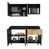 Cocina Emilia Fresno Europeo y Wengue 150x60.1cm sin Mesón y sin Estufa - COCINAS | Bylmo