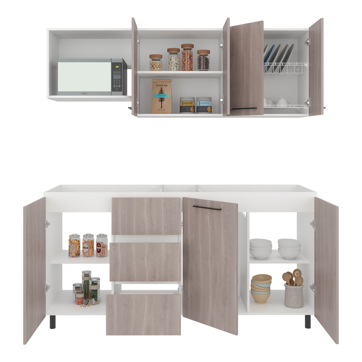 Cocina Erie Blanco Marquez y Bardolino 180x60cm sin Mesón y sin Estufa - COCINAS | Bylmo