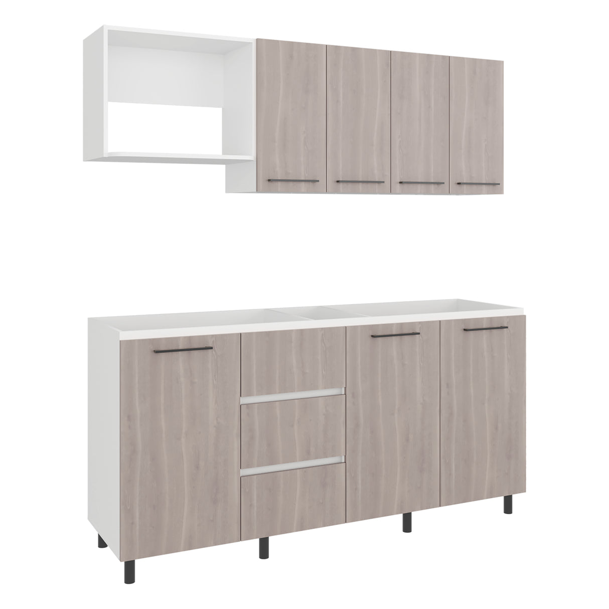 Cocina Erie Blanco Marquez y Bardolino 180x60cm sin Mesón y sin Estufa - COCINAS | Bylmo