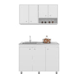 Cocina Napoleon Blanco 120x60cm con Mesón de Acero Inoxidable y sin Estufa - COCINAS | Bylmo