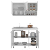 Cocina Napoleon Blanco 120x60cm con Mesón de Acero Inoxidable y sin Estufa - COCINAS | Bylmo