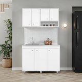 Cocina Napoleon Blanco 120x60cm con Mesón de Acero Inoxidable y sin Estufa - COCINAS | Bylmo