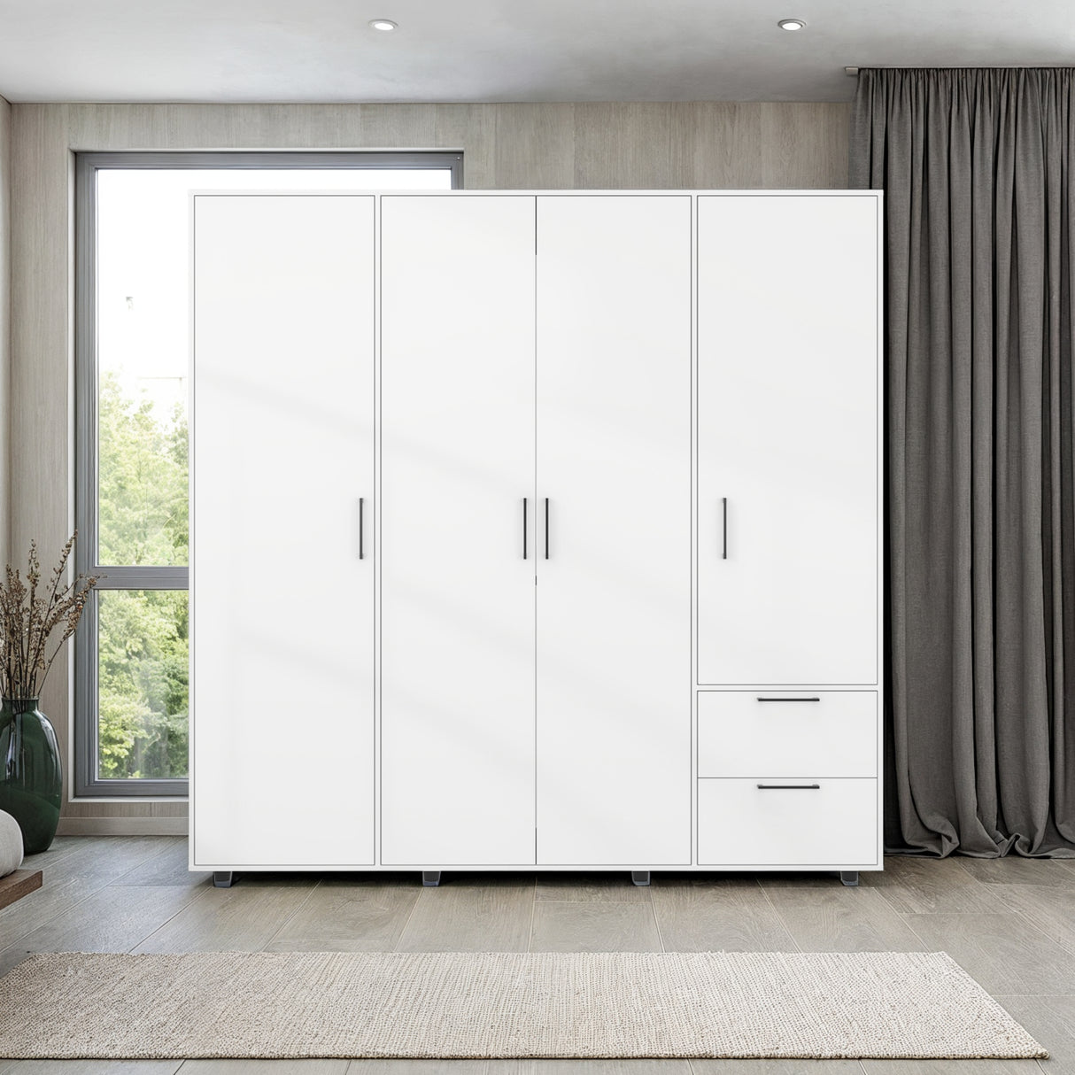 Closet Vance Blanco 200x200cm con Dos Cajones y Cuatro Puertas - CLOSETS | Bylmo