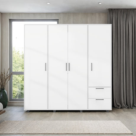 Closet Vance Blanco 200x200cm con Dos Cajones y Cuatro Puertas - CLOSETS | Bylmo
