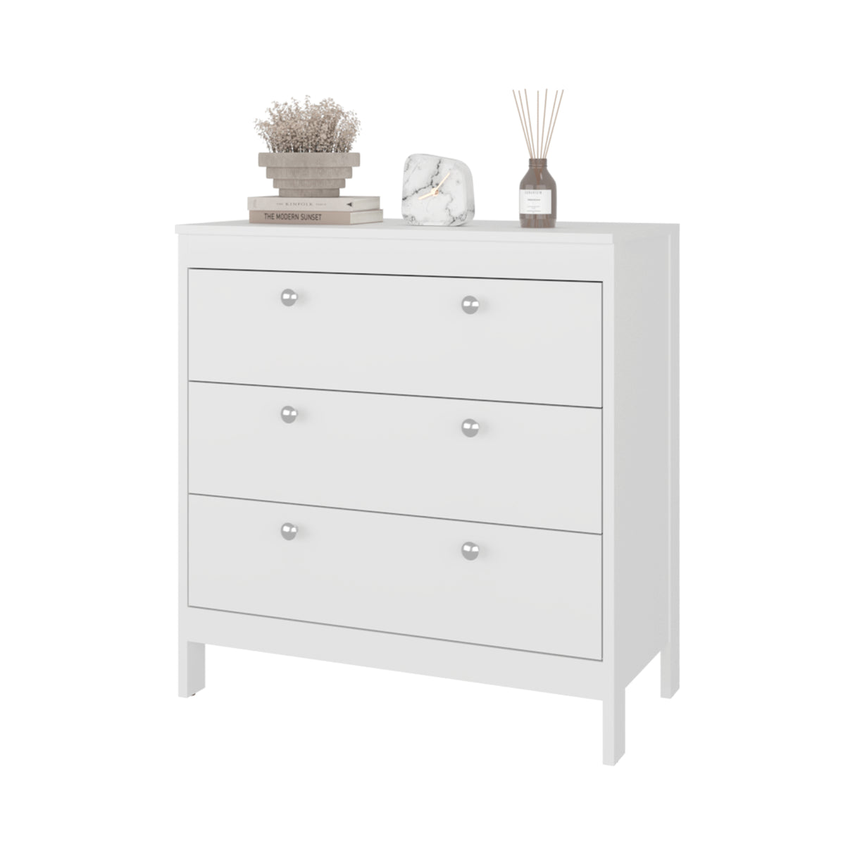 Cajonera Newcastle Blanco Marquez 80x84cm de Tres Hileras con Tres Cajones - CAJONERAS Y COMODAS | Bylmo