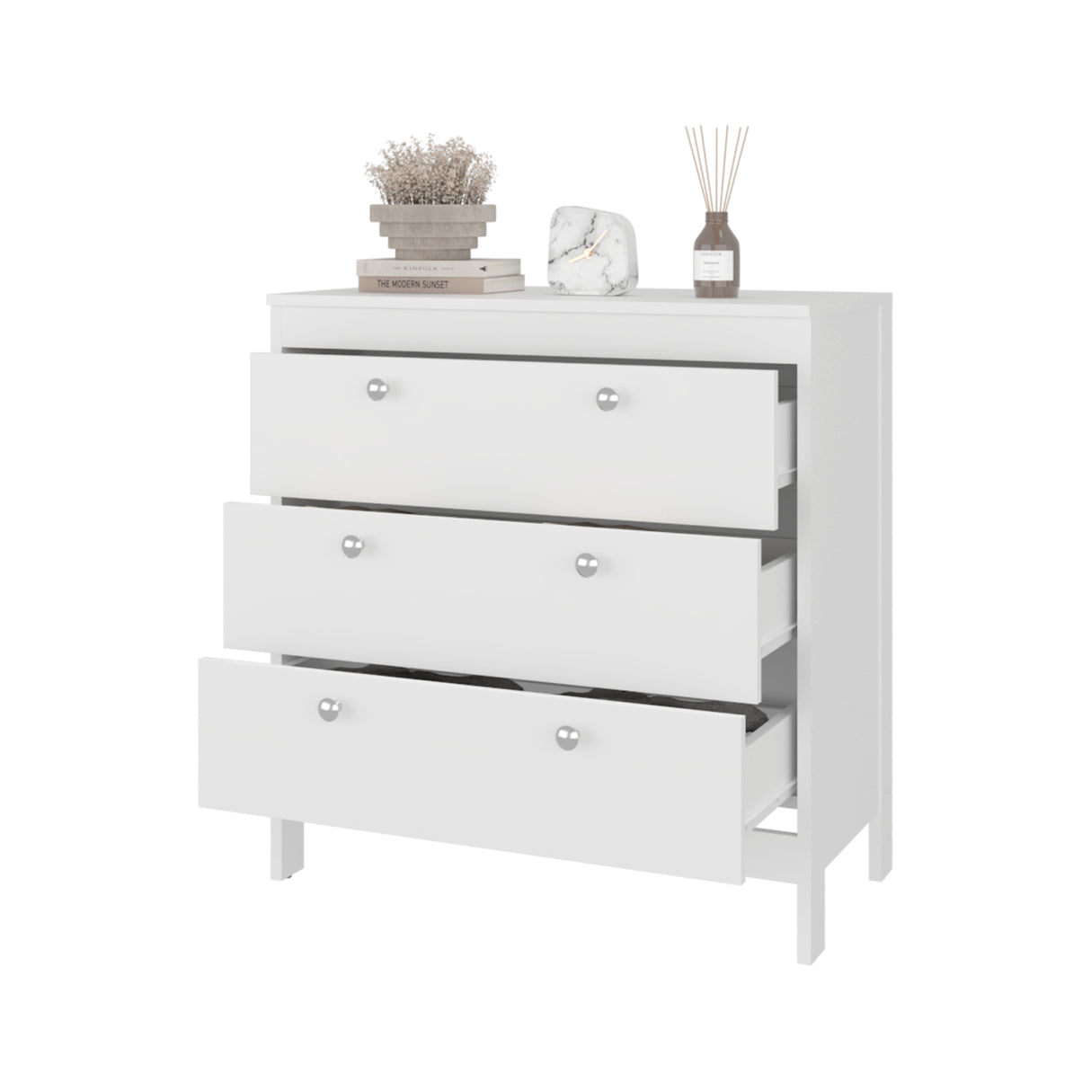 Cajonera Newcastle Blanco Marquez 80x84cm de Tres Hileras con Tres Cajones - CAJONERAS Y COMODAS | Bylmo