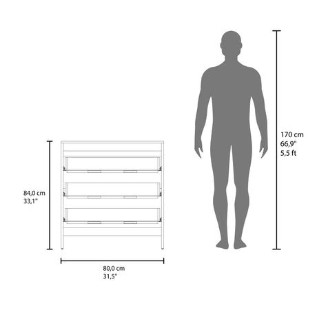 Cajonera Newcastle Blanco Marquez 80x84cm de Tres Hileras con Tres Cajones - CAJONERAS Y COMODAS | Bylmo