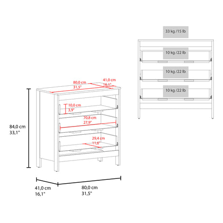Cajonera Newcastle Wengue 80x84cm de Tres Hileras con Tres Cajones - CAJONERAS Y COMODAS | Bylmo