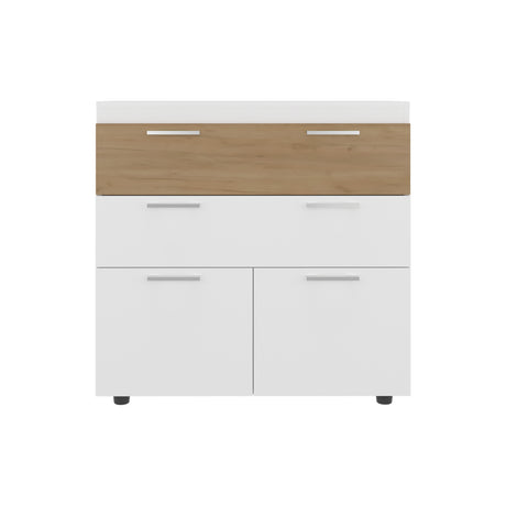 Cajonera Belton Blanco 90x88cm de Tres Hileras con Dos Cajones - CAJONERAS Y COMODAS | Bylmo