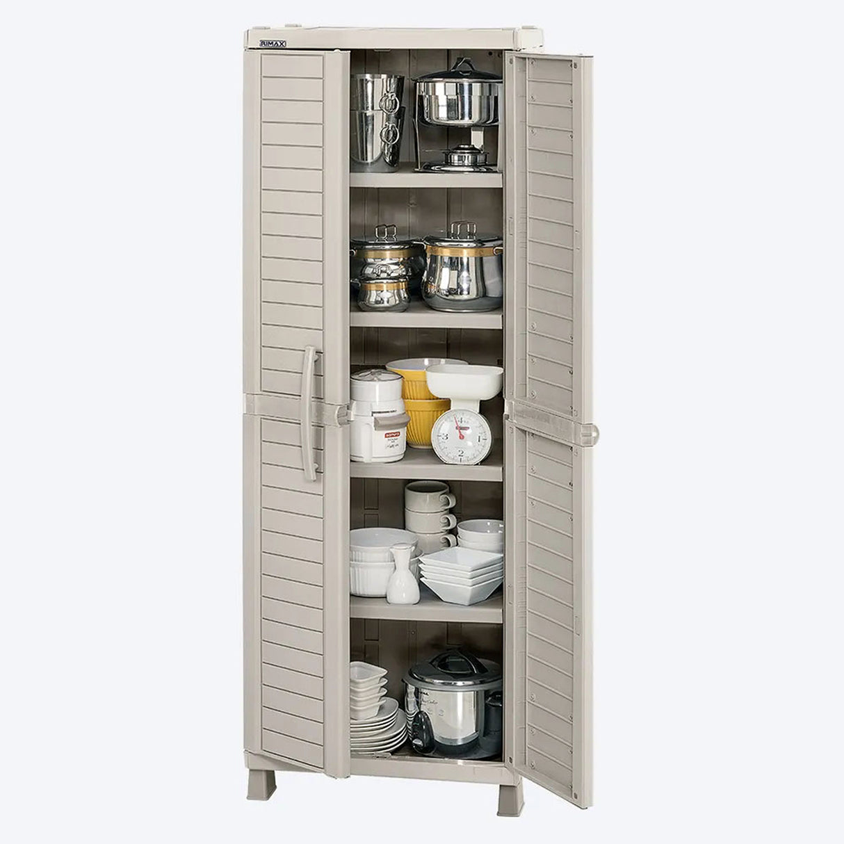 Combo Armario Rimax Barú Taupe 65x189cm Con Seis Compartimientos y con Patas - BARRAS Y MUEBLES AUXILIARES | Bylmo