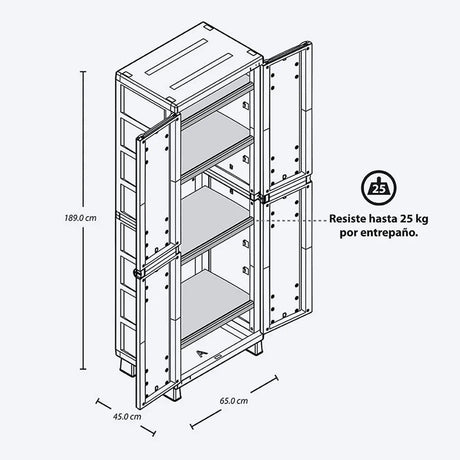 Combo Armario Rimax Barú Taupe 65x189cm Con Seis Compartimientos y con Patas - BARRAS Y MUEBLES AUXILIARES | Bylmo
