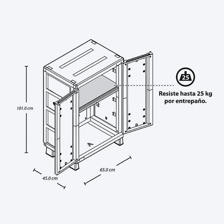 Combo Armario Rimax Barú Taupe 65x189cm Con Seis Compartimientos y con Patas - BARRAS Y MUEBLES AUXILIARES | Bylmo