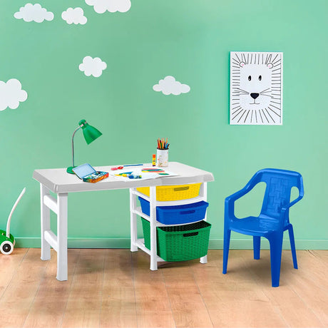 Combo Escritorio y Silla Infantil Rimax Azul 88x50cm con Tres Cajones - ESCRITORIOS | Bylmo