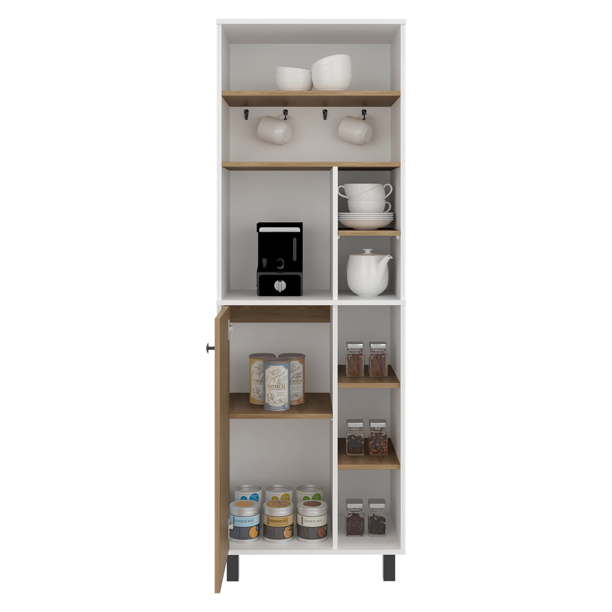 Estación de Café Carajillo Blanco y Blanco Marquez 60x180cm con Cinco Entrepaños y Diez Compartimientos - BARRAS Y MUEBLES AUXILIARES | Bylmo