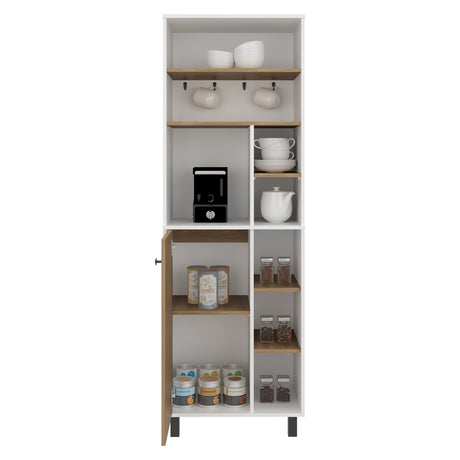 Estación de Café Carajillo Blanco y Blanco Marquez 60x180cm con Cinco Entrepaños y Diez Compartimientos - BARRAS Y MUEBLES AUXILIARES | Bylmo