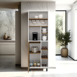 Estación de Café Carajillo Blanco y Blanco Marquez 60x180cm con Cinco Entrepaños y Diez Compartimientos - BARRAS Y MUEBLES AUXILIARES | Bylmo