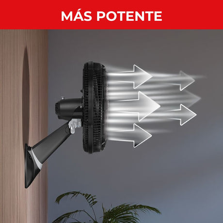 Ventilador de Pared Samurai Ultra Silence Force Negro 37.5x63cm de Cuatro Velocidades con Control Remoto y Pantalla Táctil - VENTILADORES | Bylmo