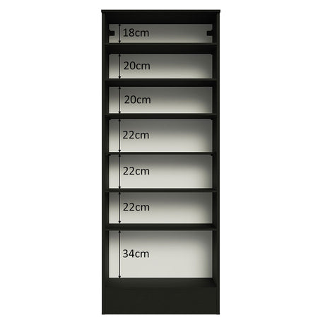 Zapatero Isis Negro 60x182cm Vertical de Siete Niveles con Espejo - ZAPATEROS | Bylmo