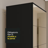 Zapatero Isis Negro 60x182cm Vertical de Siete Niveles con Espejo - ZAPATEROS | Bylmo