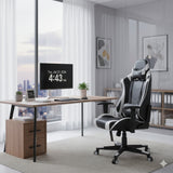 Silla Gamer Valorant Negro y Blanco 52x133cm Reclinable con Soporte Lumbar y Apoya Cabezas