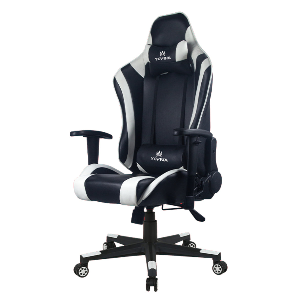 Silla Gamer Valorant Negro y Blanco 52x133cm Reclinable con Soporte Lumbar y Apoya Cabezas