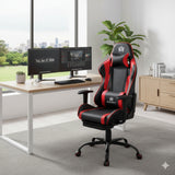 Silla Gamer Cupra Negro y Rojo 54x137cm Reclinable con Soporte Lumbar y Apoya Cabezas