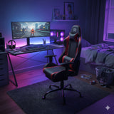 Silla Gamer Cupra Negro y Rojo 54x137cm Reclinable con Soporte Lumbar y Apoya Cabezas