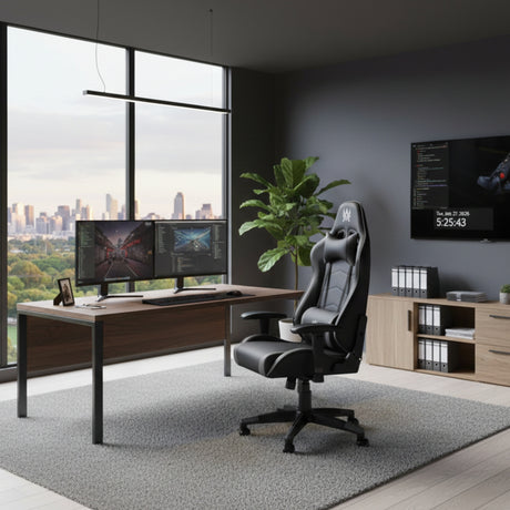 Silla Gamer Cupra Negro y Gris 54x137cm Reclinable con Soporte Lumbar y Apoya Cabezas - SILLAS DE OFICINA | Bylmo