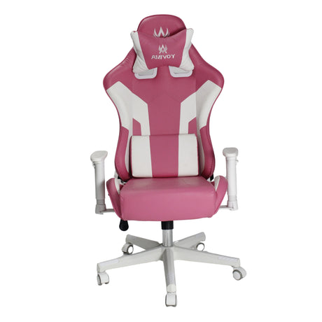 Silla Gamer Ktty Rosa y Blanco 54x137cm Reclinable con Soporte Lumbar y Apoya Cabezas - SILLAS DE OFICINA | Bylmo
