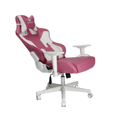 Silla Gamer Ktty Rosa y Blanco 54x137cm Reclinable con Soporte Lumbar y Apoya Cabezas - SILLAS DE OFICINA | Bylmo