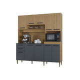 Alacena Elisa Castaño y Gris 180x200cm con Nueve Puertas y con Dos Cajones - ALACENAS Y MUEBLES MICROONDAS | Bylmo