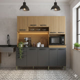 Alacena Elisa Castaño y Gris 180x200cm con Nueve Puertas y con Dos Cajones - ALACENAS Y MUEBLES MICROONDAS | Bylmo