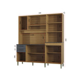 Alacena Elisa Castaño y Gris 180x200cm con Nueve Puertas y con Dos Cajones - ALACENAS Y MUEBLES MICROONDAS | Bylmo