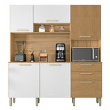 Alacena Ferrara Castaño y Blanco 180x198cm con Seis Puertas y con Un Cajón - ALACENAS Y MUEBLES MICROONDAS | Bylmo