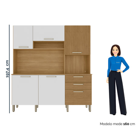 Alacena Ferrara Castaño y Blanco 180x198cm con Seis Puertas y con Un Cajón - ALACENAS Y MUEBLES MICROONDAS | Bylmo